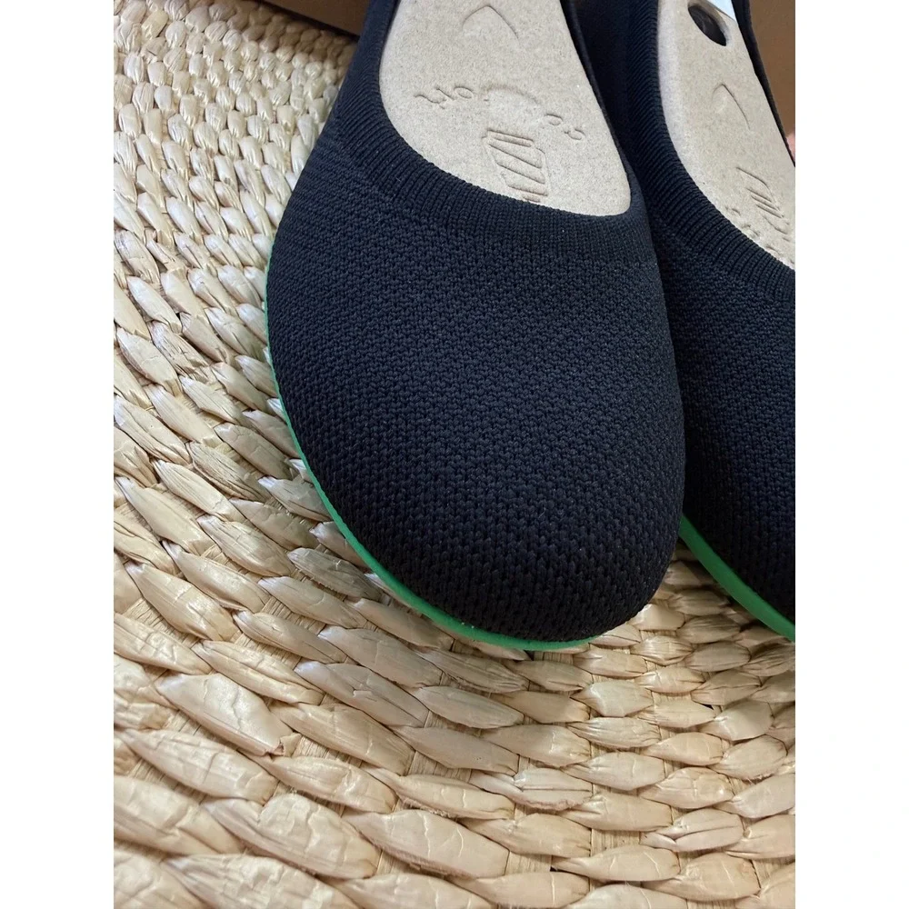 VIVAIA Claire Walker Pointed-Toe Knit‎ Flats Black Green Grass EU 38.5 / US 7.5